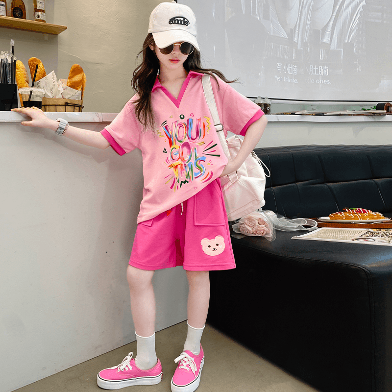 女童夏装运动套装2024新款洋气女大童夏季时髦儿童短袖短裤两件套