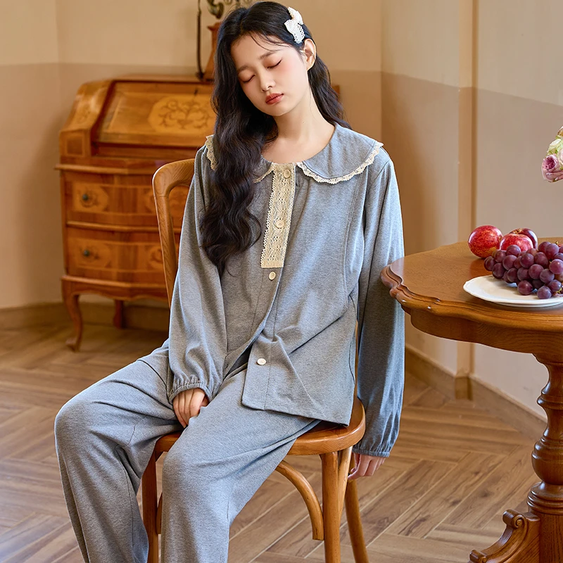 月子服秋冬产后哺乳家居服怀孕期春秋待产喂奶孕妇睡衣套装2519