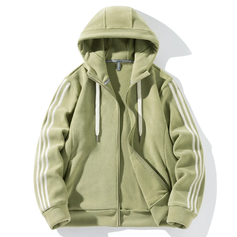 户外情侣连帽学生加厚摇粒绒开衫韩版vintage保暖男外套长袖美式