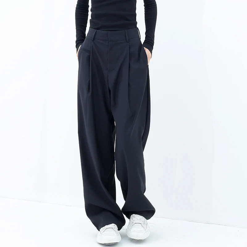 KEN STUDIO2023春秋西装裤女设计感小众显瘦垂感阔腿裤休闲直筒裤