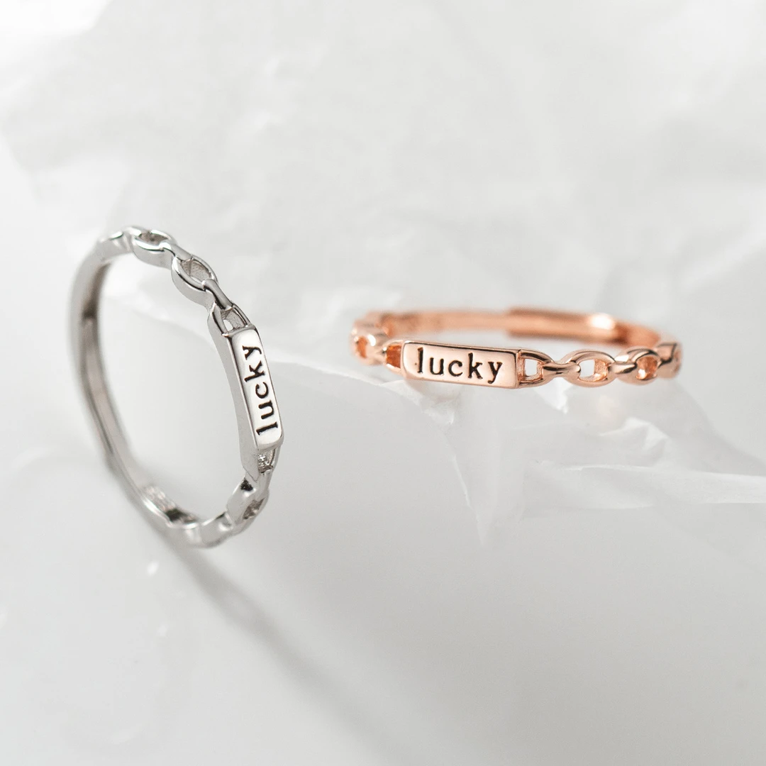 925银戒指 0244-【诗诗】英文字母环扣戒指个性潮流开口ins风手饰女