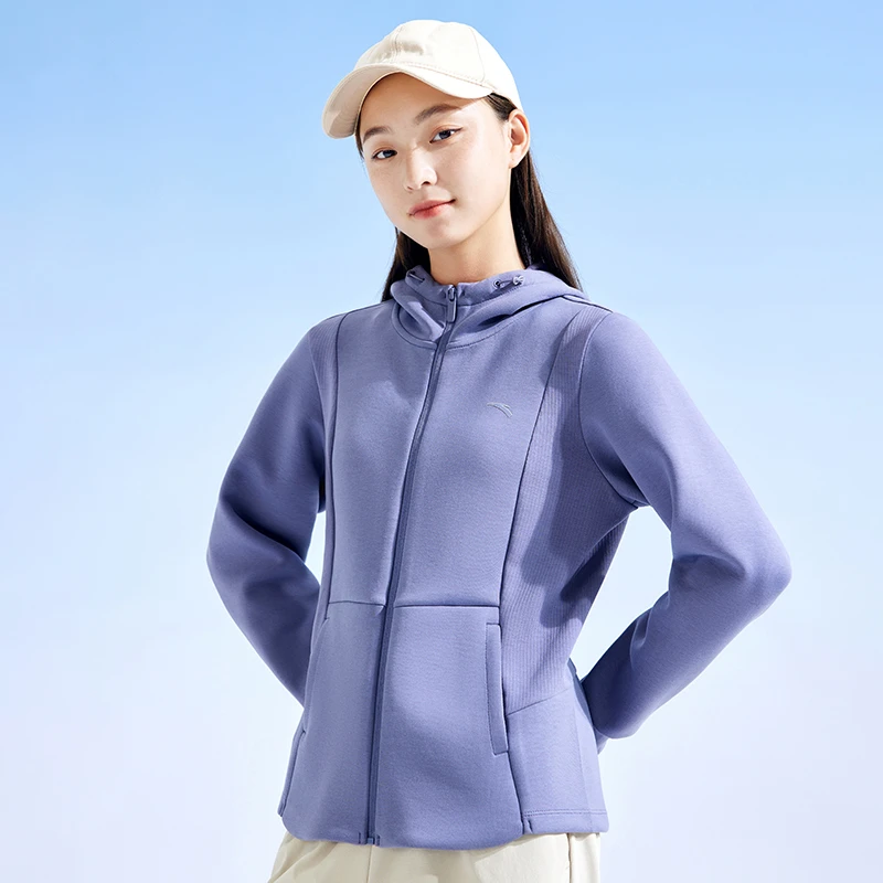 【训练】安踏美拉德针织连帽运动外套女2023秋季新款上衣/162337717
