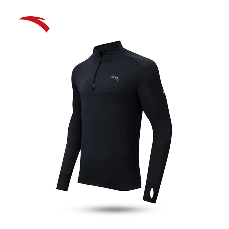 【进阶跑】安踏半拉链抗菌长袖t恤男2024春跑步健身针织T/152415413