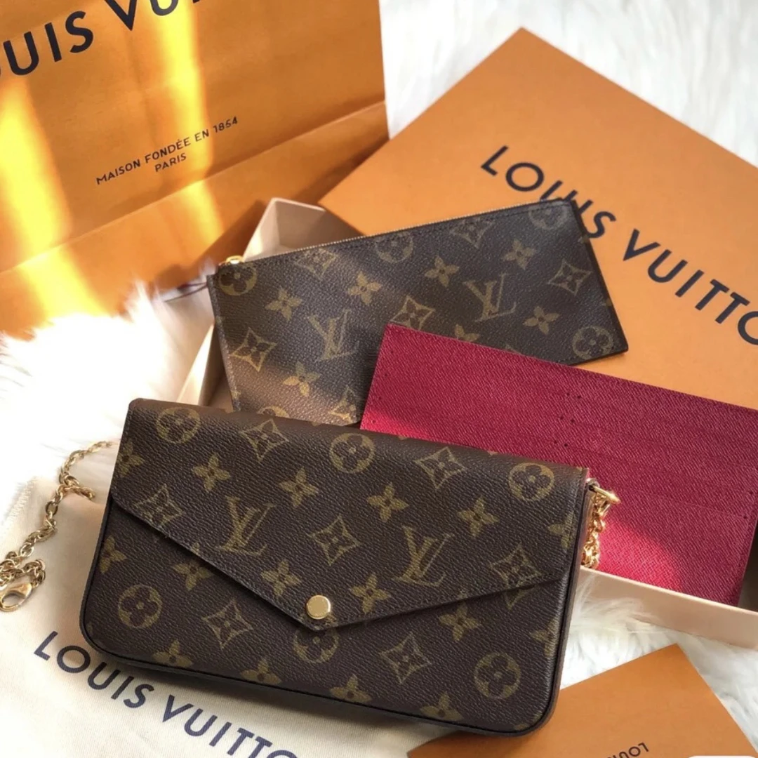 99新 LouisVuitton/路易威登 老花三合一链条包