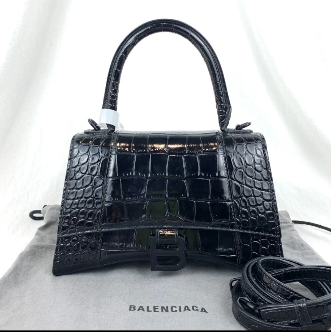 99新 Balenciaga/巴黎世家 98新巴黎世家S号黑色沙漏单肩斜挎包
