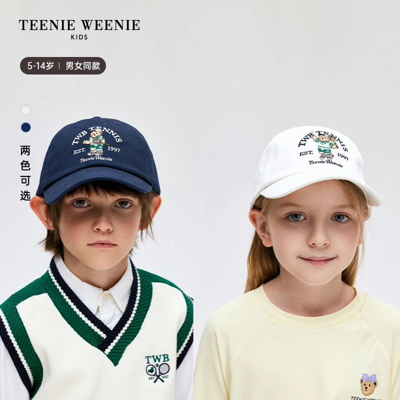 TeenieWeenieKids24年春新款纯棉儿童小熊刺绣鸭舌帽TKAC246283N