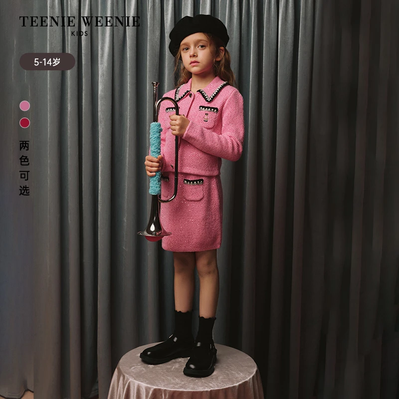 TeenieWeenieKids【新年款】女童绵羊毛针织小香风套装TKSK255144I