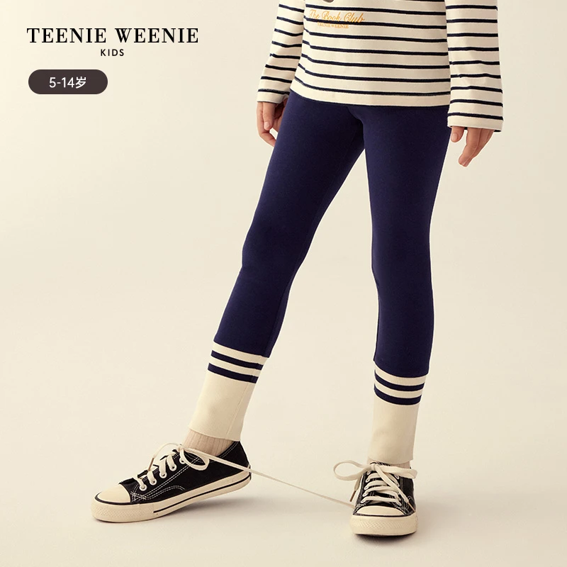 TeenieWeenieKids女童秋冬新款条纹针织打底裤TKTM234954A