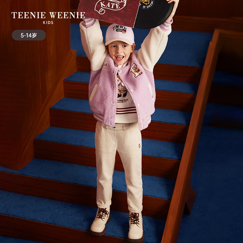 TeenieWeenieKids秋冬新款女童仿羊羔绒棒球服外套TKJU234T51A