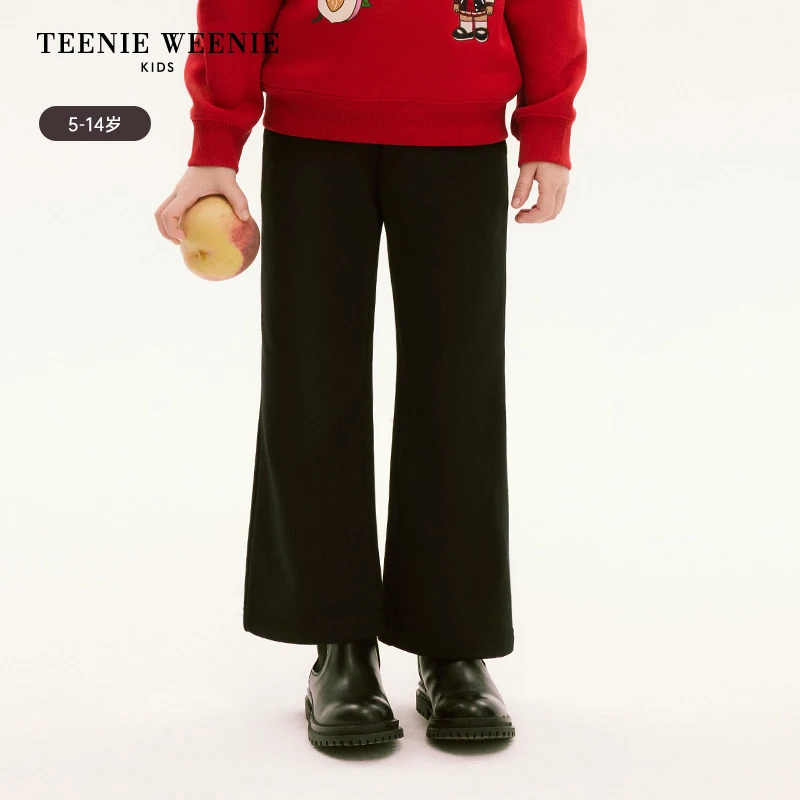 TeenieWeenieKids24年新款女童微喇休闲裤加绒长裤TKTM245143N