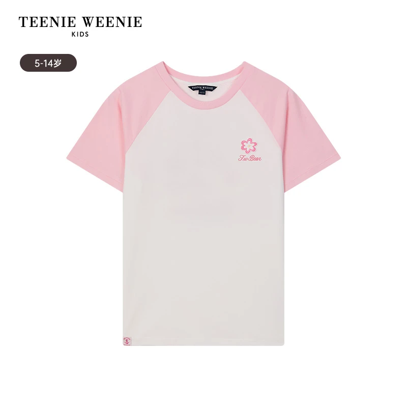 TeenieWeenieKids24年夏新款女童可爱圆领插肩短袖T恤TKRA242458K
