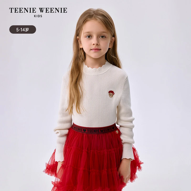 TeenieWeenieKids女童花边套头毛织打底衫TKKW255141N