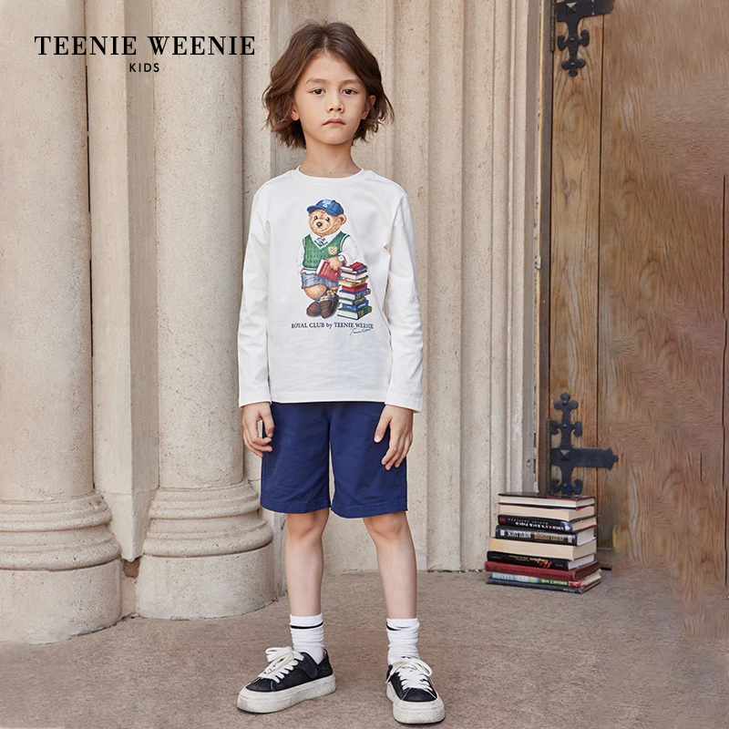TeenieWeenie Kids小熊童装男女童23年秋季印花T恤TKLA237856H