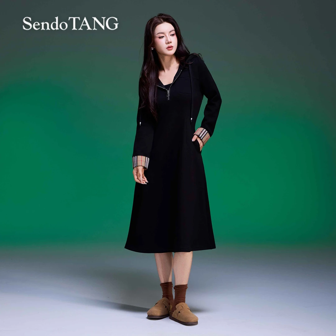 限定高货【风华决】胖多女装新款时尚高级宽松显瘦连帽卫衣连衣裙