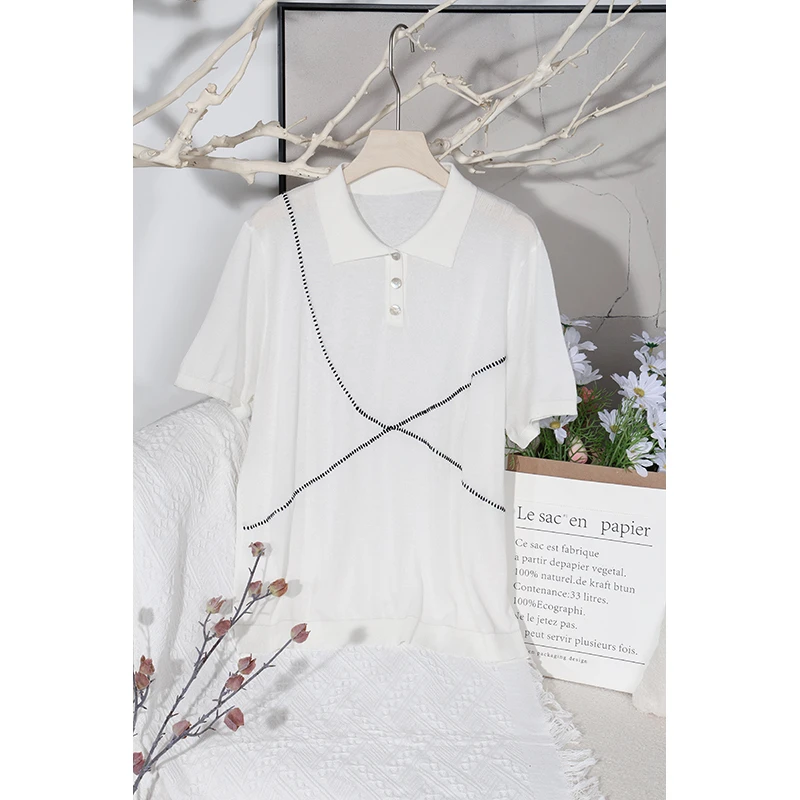 【泡泡糖】萱多家大码女装夏季时尚活力POLO领上衣短袖宽松显瘦T