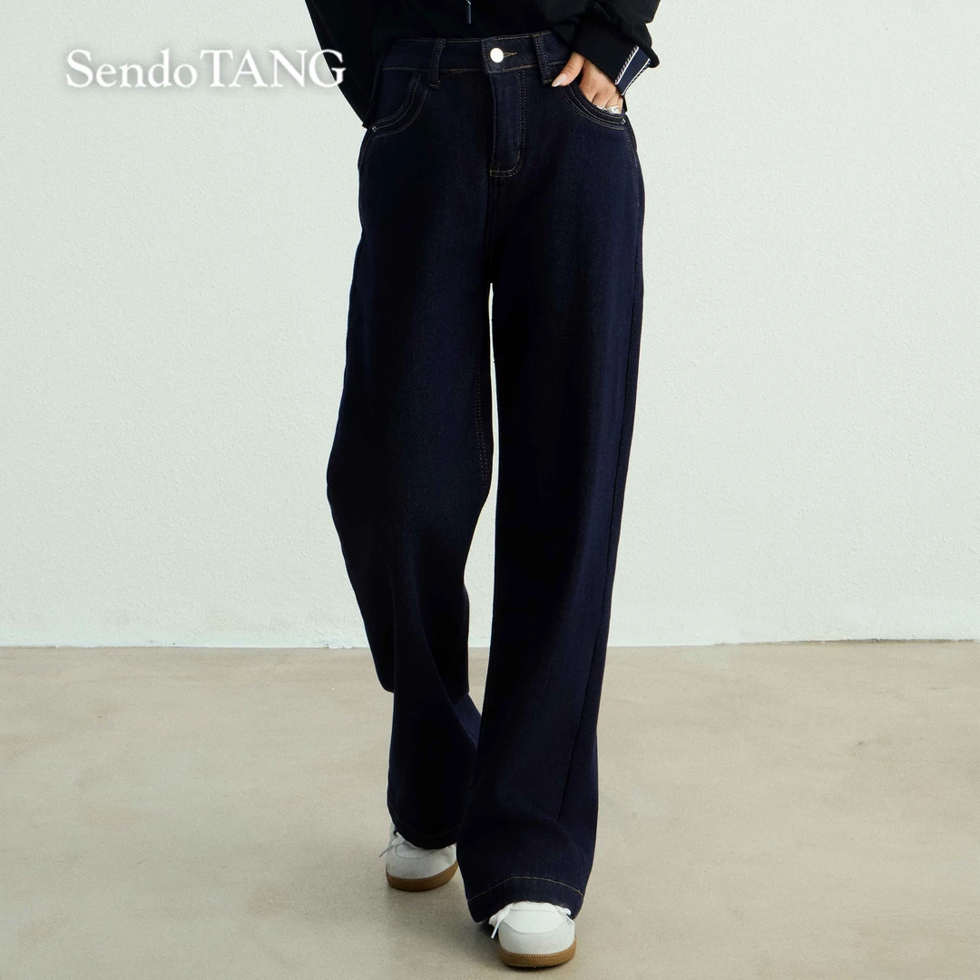 加绒套装【几点回家】胖多女装新款小狗刺绣拉链外套牛仔裤套装L