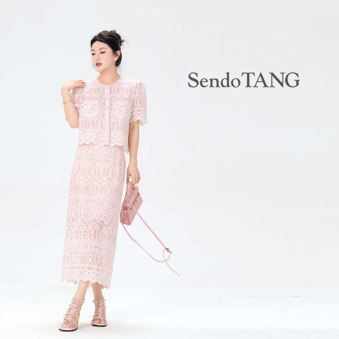 【恬静之花】胖多家大码女装气质时尚设计感微胖宽松显瘦蕾丝套装