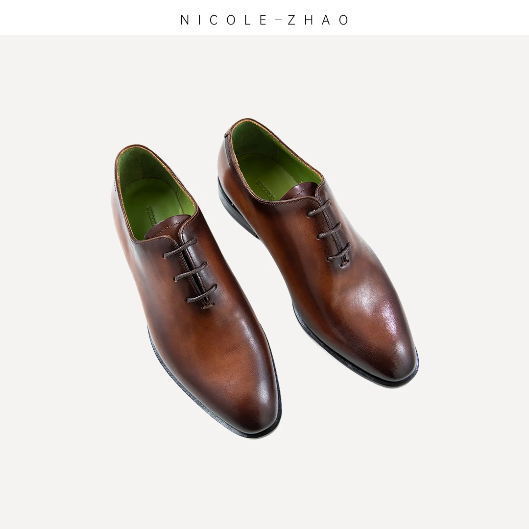 NZ2J2226【贵姐NICOLE】高级复古休闲英伦风手工定制棕色皮鞋