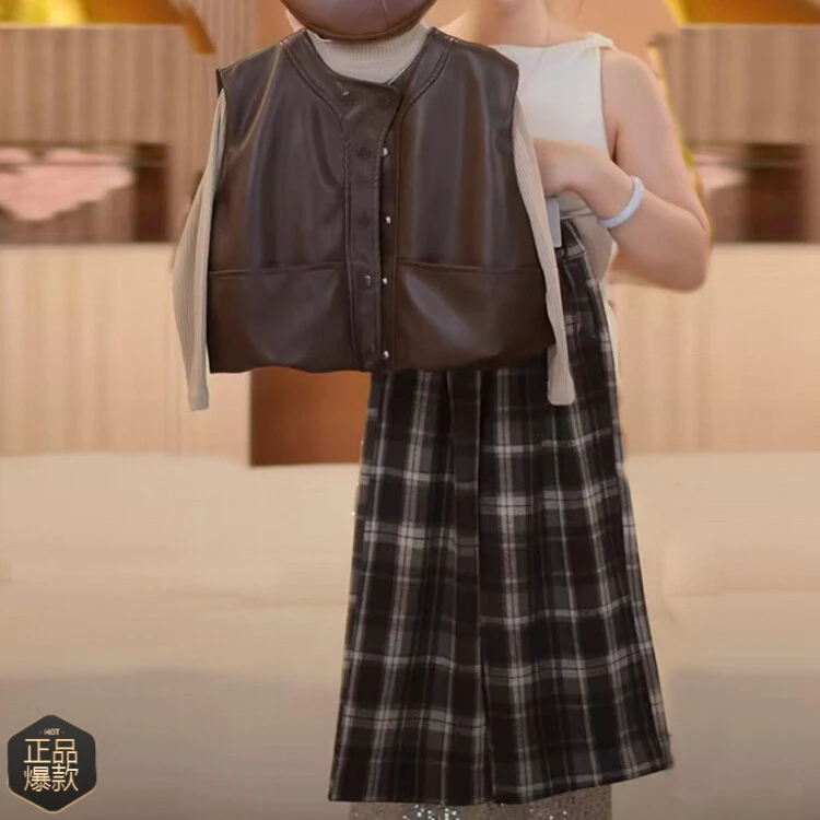女童秋装套装2024新款童装儿童洋气衣服女孩大童春秋款马甲三件套