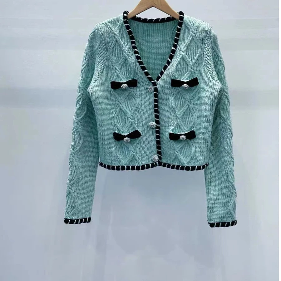 <猪猪出品>秋上新小香风长袖设计师时尚网红秋冬针织上衣111