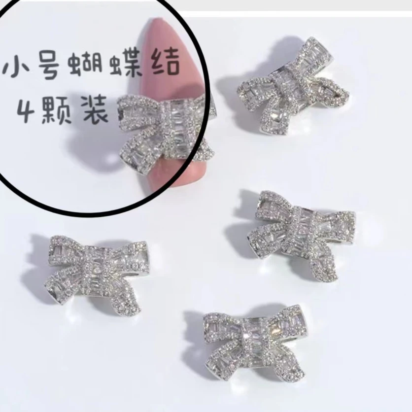 锆石镀金爆款奢华大.中.小号LZ蝴蝶结满钻美甲饰品