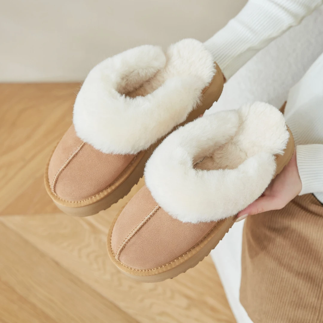 冬季半托时尚潮流女士毛拖鞋加绒加厚保暖毛拖鞋包头托厚底防滑