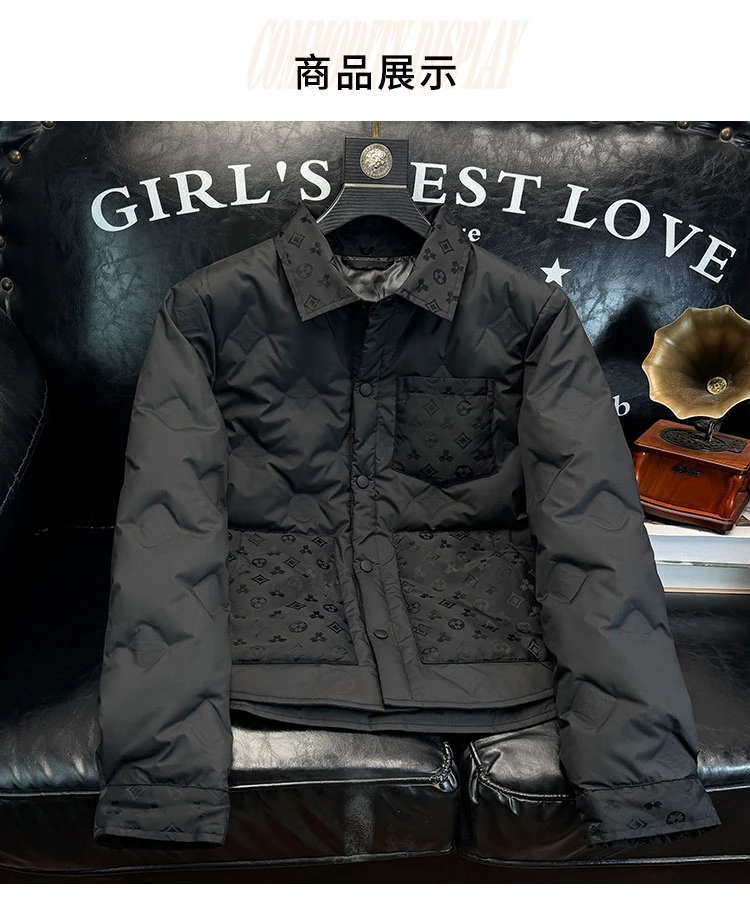 欧洲站高端翻领羽绒服男士冬季2024新款轻奢潮牌白鸭绒潮流外套男