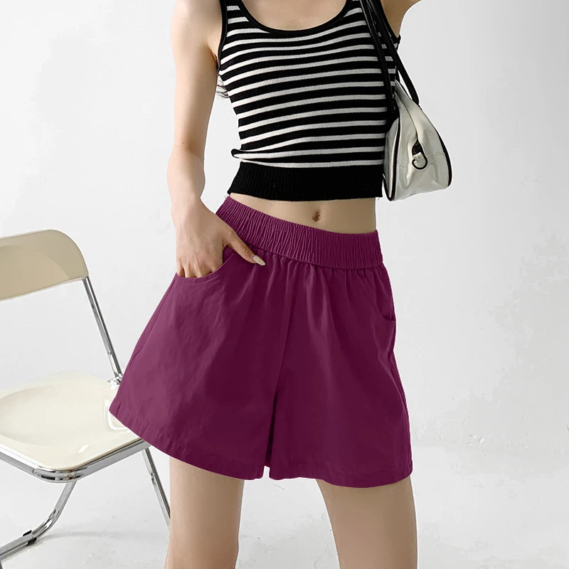 冰丝运动短裤女夏季新款韩版高腰显瘦遮肉薄款五分裤宽松休闲中裤