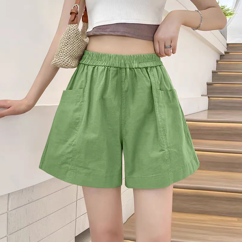 胖mm工装短裤女夏季薄款宽松阔腿五分裤高腰显瘦遮肉裤子大码女装