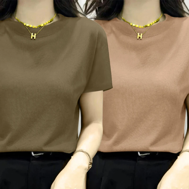 小众设计感螺纹正肩圆领短袖t恤女时尚洋气修身上衣打底衫春夏季