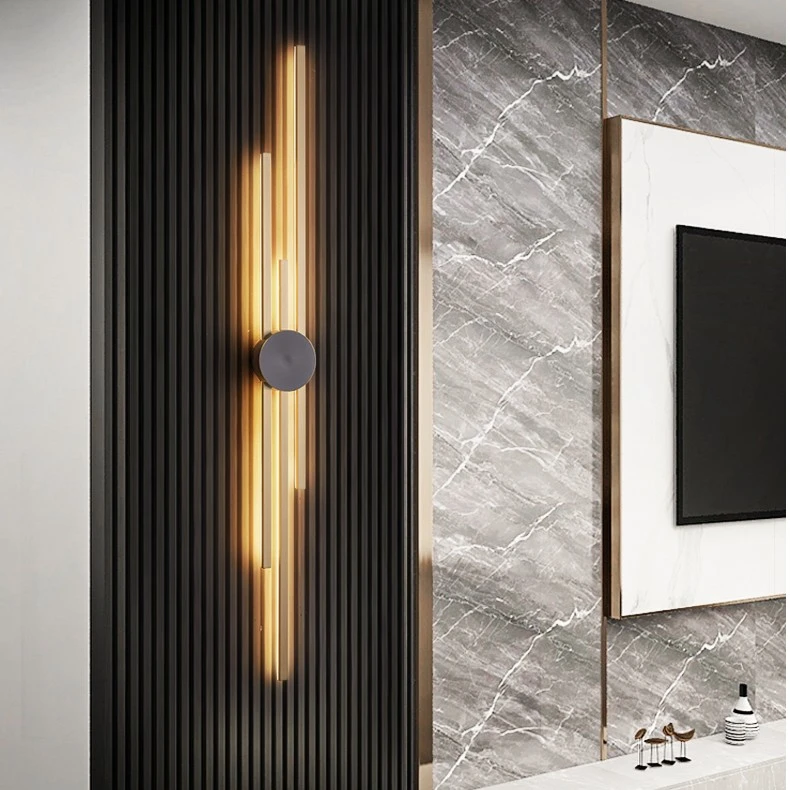 跃豪高级感新款全铜壁灯轻奢客厅沙发电视背景墙格栅极简长条墙灯