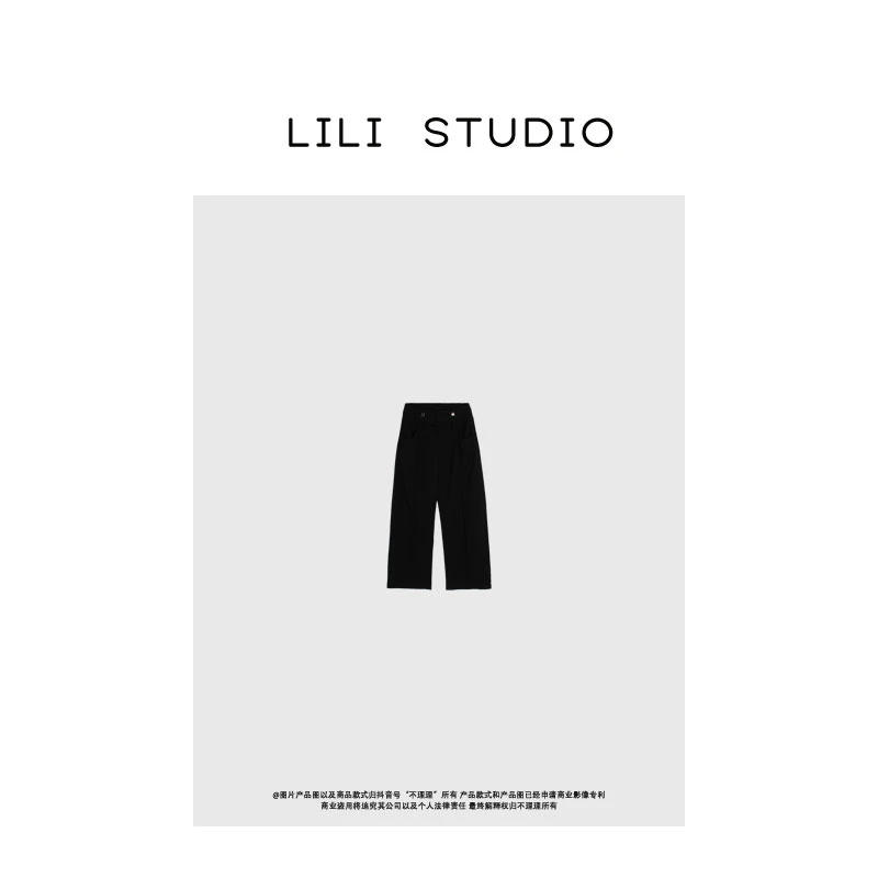 PCNY「腰头扣扣」不理理春季新款女装休闲滑顺休闲裤子女 2391