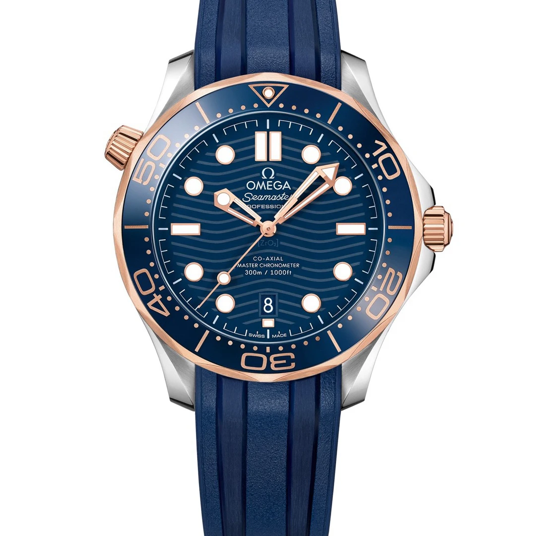 95新 Omega/欧米茄 海马300精钢18K金 42表径公价67500，20年全套