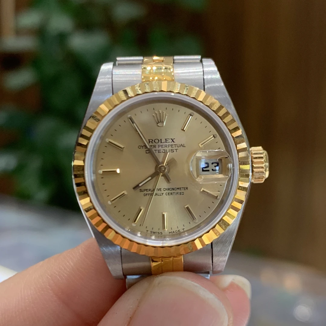 99新 Rolex/劳力士 日志细节/69173/26表径间金机械女表全套