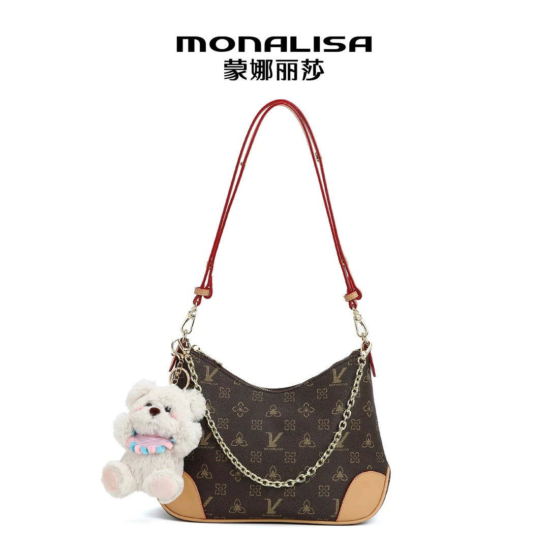 蒙娜丽莎/MONALISA经典LOGO印花限定「牛角包」单肩斜挎包24105