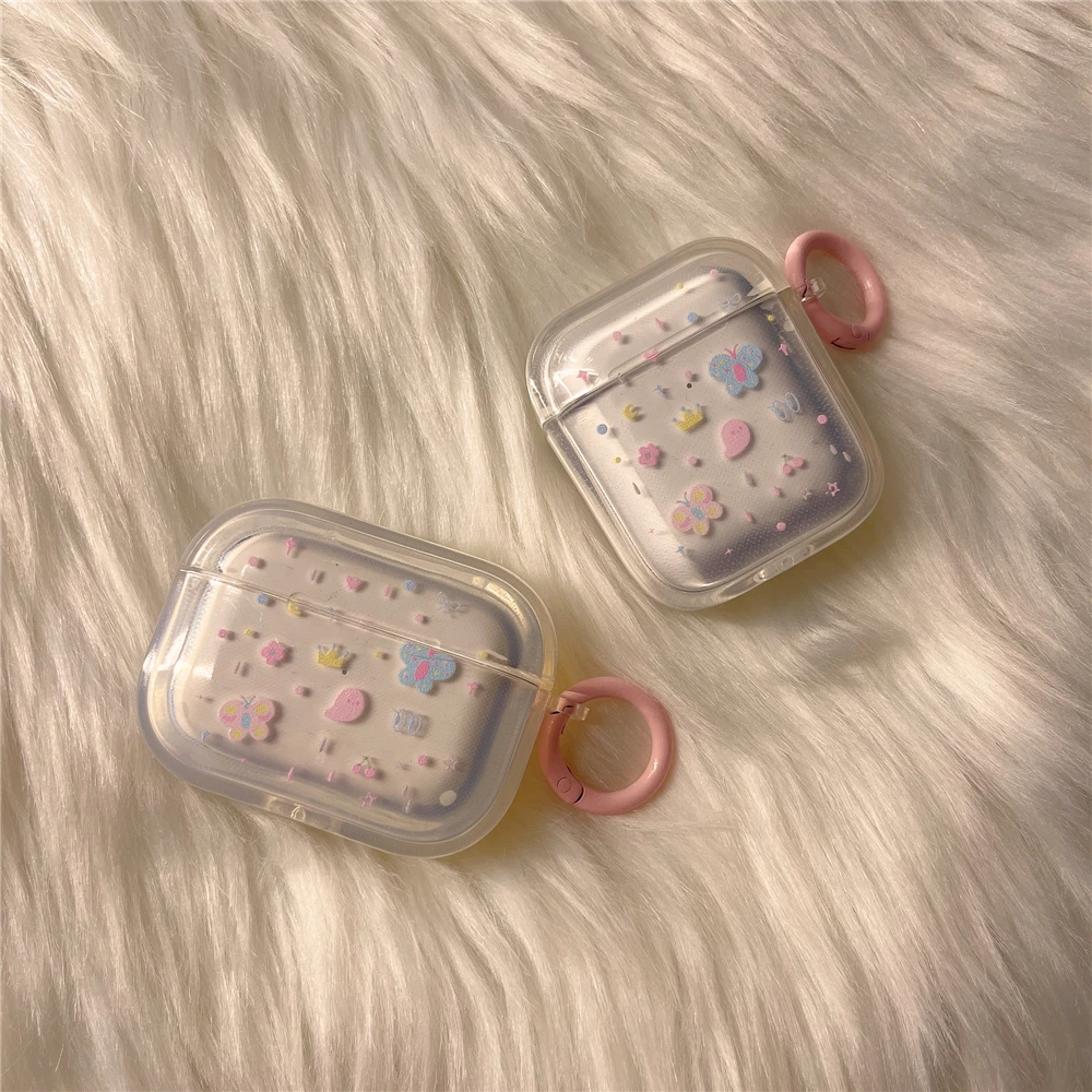 ins风碎花蝴蝶AirPods3代保护套适用苹果1/2代蓝牙耳机套pro2软壳