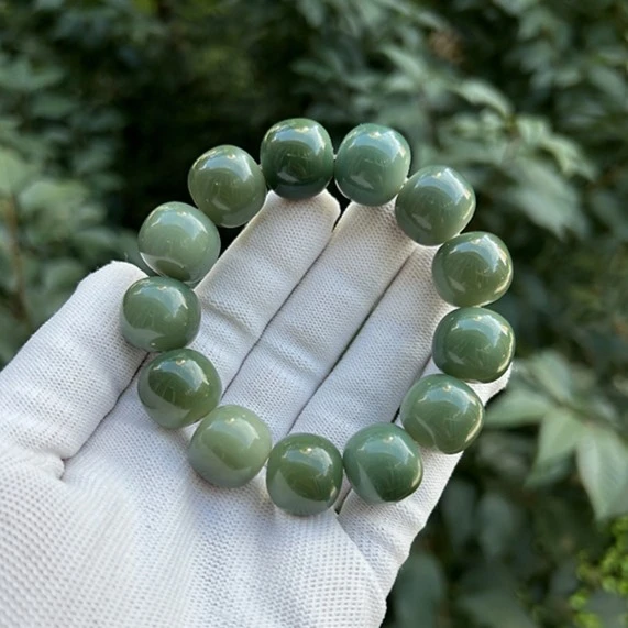 【知青豆绿】天然菩提根手串鬼工干磨大苹果高抛极限弧16.5*18mm
