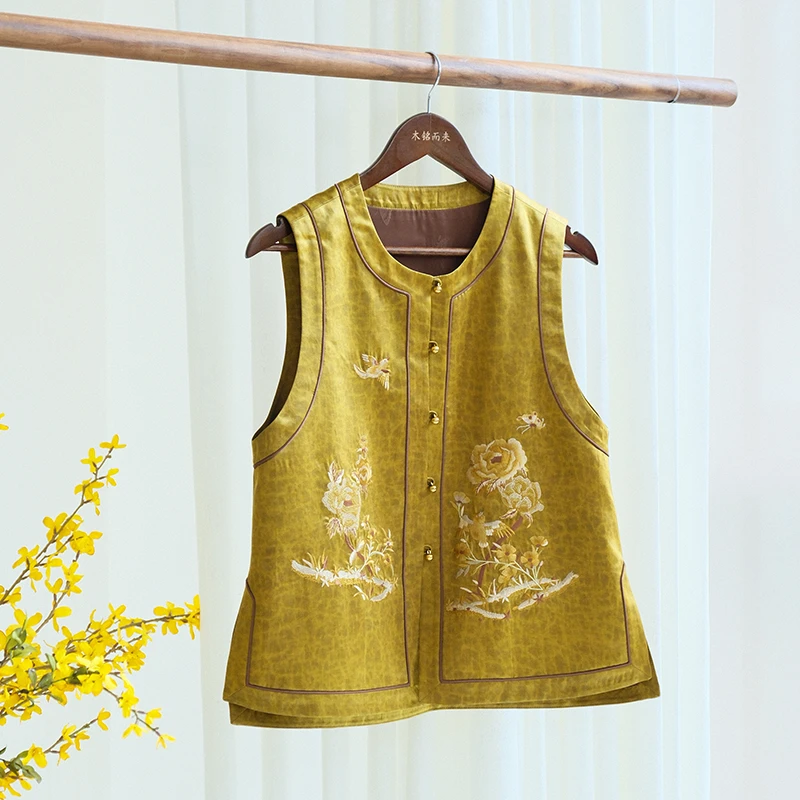 『盛初』新中式桑蚕丝国风早秋宽松马甲DGWQ2032