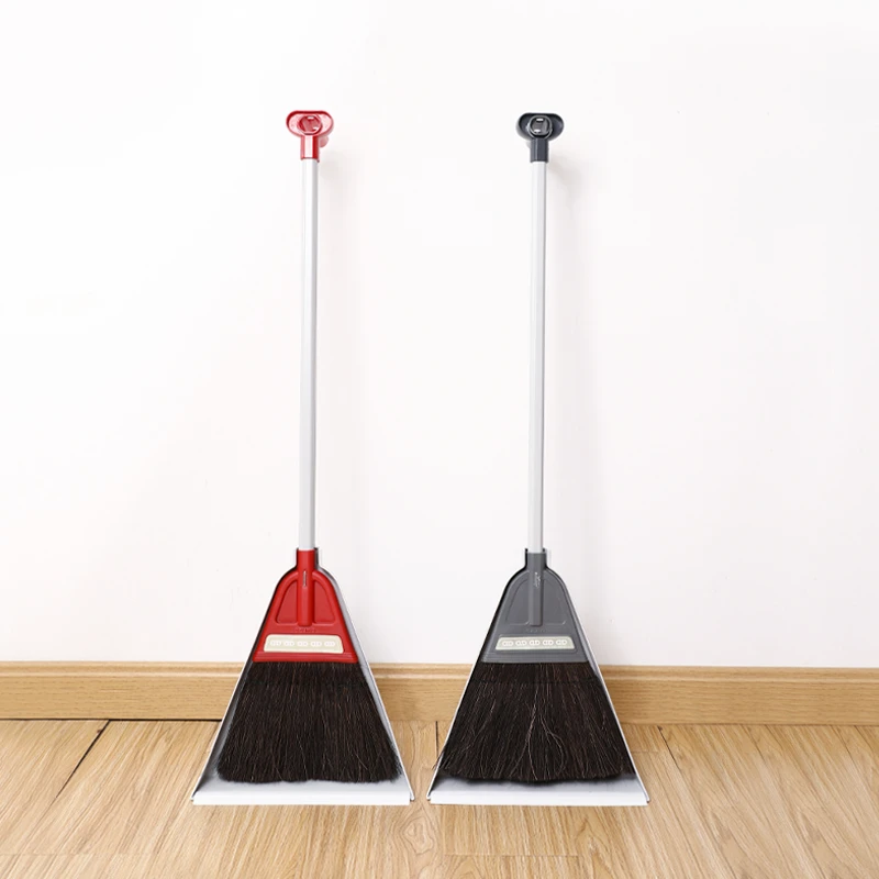 日本进口扫帚手工扎边天然鬃毛扫灰长柄簸箕扫把套装黑色蕨类扫帚