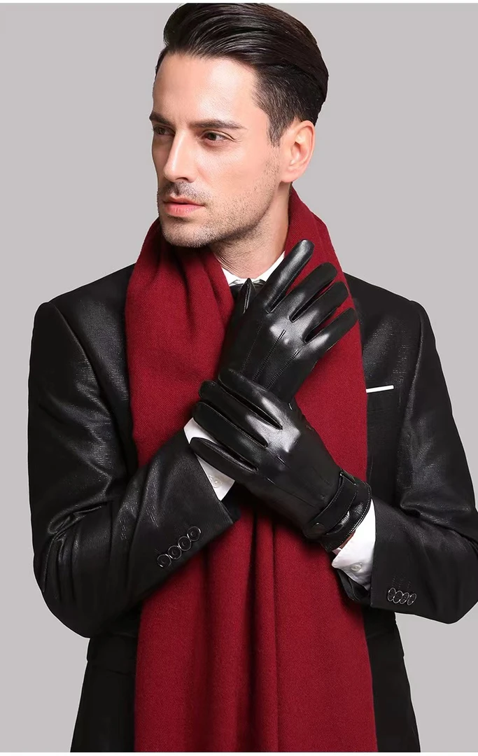 D 复古冬季骑行运动触屏加绒防水防风滑雪户外骑车男士保暖手套