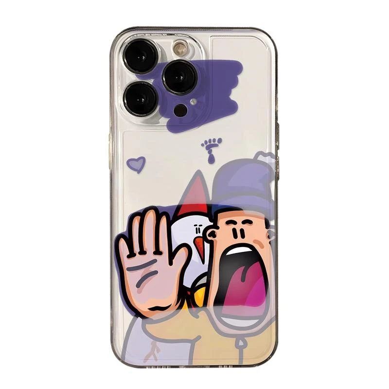卡通逃跑小人适用iphone14苹果15手机壳11防摔13硅胶12全包xr软