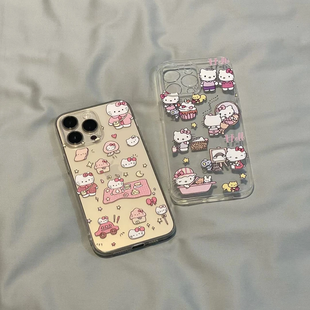 小红书露营KT猫苹果15手机壳iPhone14网红13/12可爱全包防摔少女