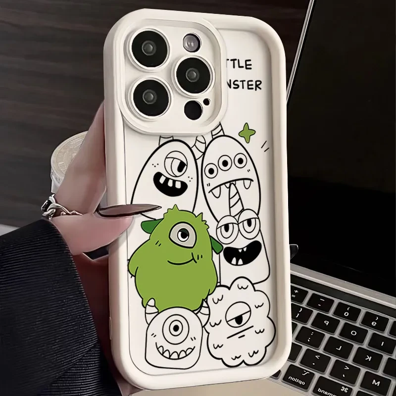 ins风独眼小怪兽软胶苹果15手机壳iPhone14promax全包12潮款11/13