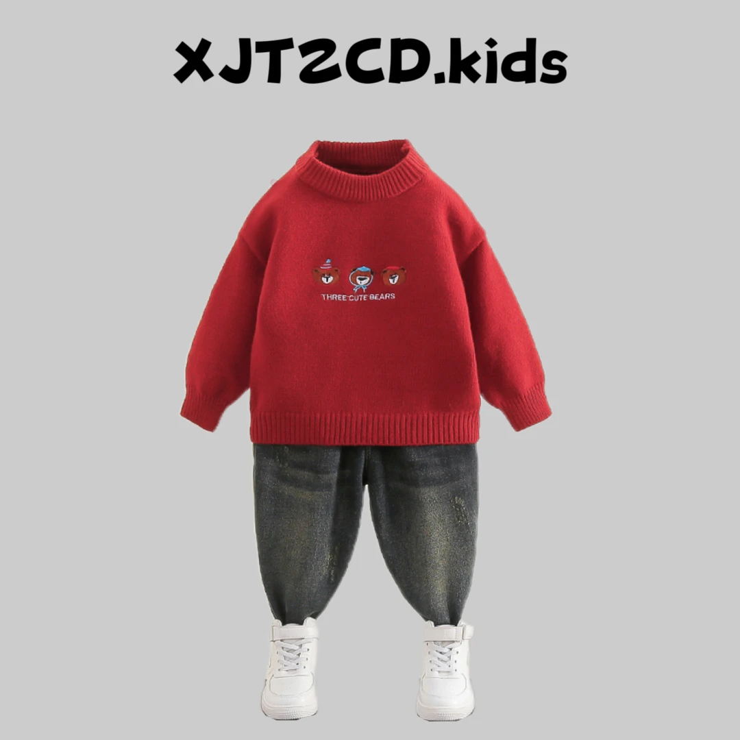 【新年红色毛衣】2023儿童新年元旦圣诞红色毛衣男女童保暖针织衫