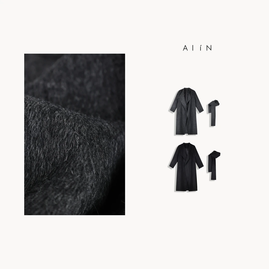 ALIN【相约冬季】秋冬时尚百搭大牌感围巾双面呢外套 24-AWDM3891