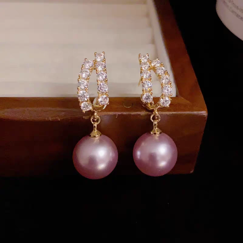 铜合金耳饰 S.Y小众设计紫苏珠珠耳环