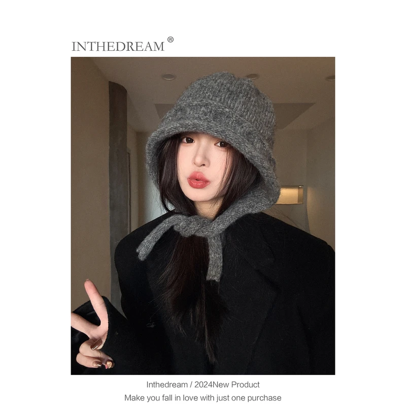 拉法帽子女秋冬天保暖针织帽子护耳出游骑行防寒毛线帽网红雷锋帽