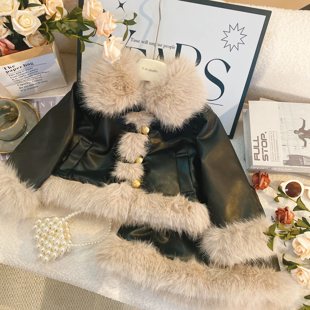 SH女童加绒外套秋冬款2024新款洋气韩版时尚百搭两件套6090