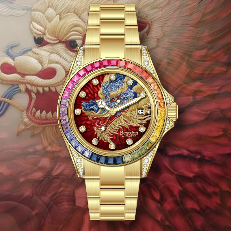 【品牌原装正品】大师手绘龙腾盛世奢华高档全自动机械表男手表