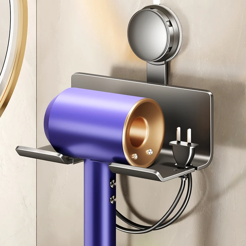 吸盘吹风机置物架免打孔卫生间不锈钢壁挂电吹风支架浴室收纳神器